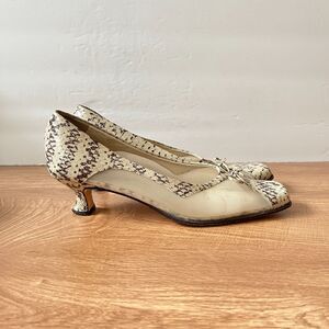 Pump Snake Skin Beige Patent Leather Heels Women's Size 7M
